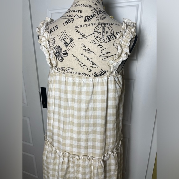 Charlie Holiday Lottie Maxi Tiered Gingham Dress Size 4 Cotton and Linen - Picture 8 of 12